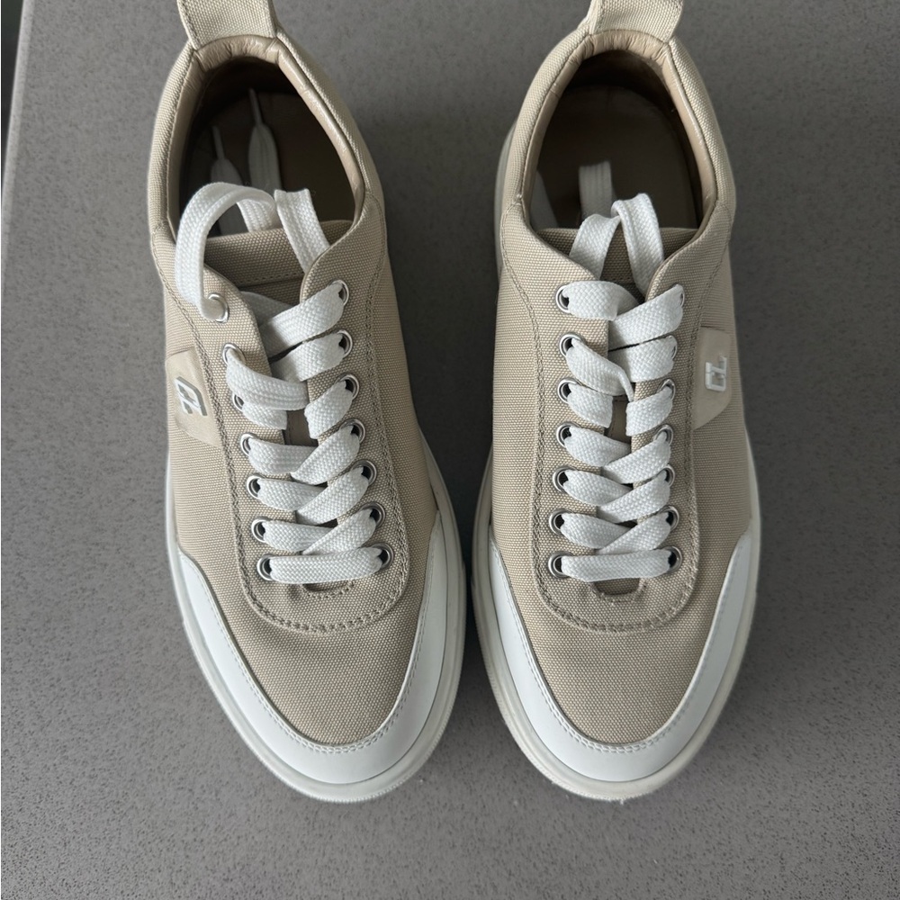 Christian Louboutin Tan and White Sneakers